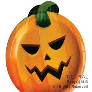 PLATO HALLOWEEN FORMA DE CALABAZA x 8